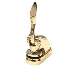 This Florida contemporary notary seal embosser is available with baked-on black epoxy finish, a plated 24k lustrous gold flashed finish, or a lustrous plated finish. This elegant, precision-made embosser makes a fine addition to any desk or office. Handles are molded for complete comfort and notary seal impressions are sharp and clear with every use. The embosser has a felt, no-scratch base that will prevent damages to any surface on which it is placed. Available in three colors. Makes notary seal impressions of 1-5/8 inches.