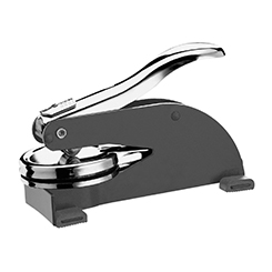 This Florida notary seal desk embosser is made of heavy duty metal and designed with an extra extra-long handle to provide you with the leverage you need to produce sharp raised Florida notary seal impressions with minimal effort even on heavy paper stock. Or, if you'll be making a lot of notary seals impressions, you'll appreciate this embosser's ease of use. Additional features include skid-proof feet designed to protect furniture finishes, a sliding lock mechanism for easy storage. Creates notary seal impressions of 1-5/8 inches.