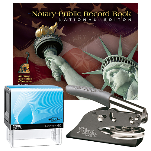 The Florida notary supplies deluxe package contains everything you need, to perform your notarial duties correctly and efficiently. The Florida notary supplies deluxe package includes Florida E-Z handheld notary seal embosser or the Florida Dual-use Embosser item # FL501, Florida notary stamp, and Florida notary record. The notary seal produces thousands of perfect and consistent notary seal impressions. The notary stamp is available in several case colors and five ink colors, produces thousands of perfect and consistent notary stamp impressions, stamp-after-stamp, without the need for an ink pad or re-inking. The modern, ergonomic design of this stamp soft-touch exterior fits comfortably in your hand and with gentle pressure produces the sharpest Florida notary stamp impression with ease. An index label allows you to quickly identify your notary stamp and ensures a right-side-up impression. A clear base positioning window guarantees accurate placement of your notary stamp on documents. With the click of a button, the ink pad - which is built into the notary stamp - can easily be accessed for changing or refilling. This E-Z notary seal embosser has a dual cam mechanism in the lever, which provides added leverage so that you can make with ease and little pressure a clear and crisp raised notary seal impression every time even on thick cardstock paper.