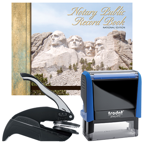 The Florida notary supplies premier package contains everything you need, to perform your notarial duties correctly and efficiently. The Florida notary supplies premier package includes handheld notary seal embosser, notary Stamp, and notary journal. The notary seal produces thousands of perfect and consistent notary seal impressions. The notary stamp is available in several case colors and five ink colors, produces thousands of perfect and consistent notary stamp impressions, stamp-after-stamp, without the need for an ink pad or re-inking. The modern, ergonomic design of this stamp soft-touch exterior fits comfortably in your hand and with gentle pressure produces the sharpest Florida notary stamp impression with ease. An index label allows you to quickly identify your notary stamp and ensures a right-side-up impression. A clear base positioning window guarantees accurate placement of your notary stamp on documents. With the click of a button, the ink pad - which is built into the notary stamp - can easily be accessed for changing or refilling. The notary seal embosser makes with ease and little pressure a clear and crisp raised notary seal impression every time even on thick cardstock paper.